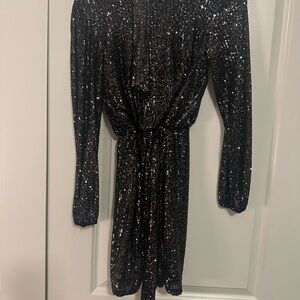 Black Sequin Mini Dress